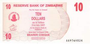 10 Dollars Zimbabwe p.39 2006